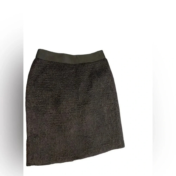 Milly of New York Linen Mohair Wool Blend Black Textured Skirt - Picture 3 of 10